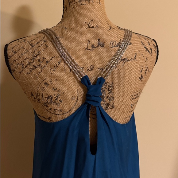 Amanda Uprichard Abigail Dress in Mystery Blue with Silver Rope Straps - Picture 5 of 12